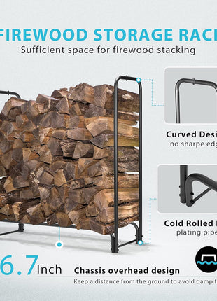 VIVOHOME 4ft Heavy Duty Indoor Outdoor Firewood Storage Log Rack and Cover Combo Set with Zipper