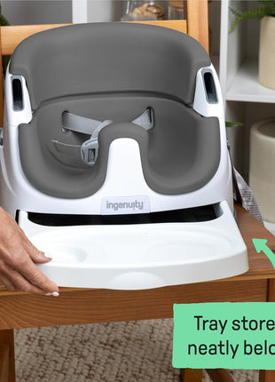 Ingenuity Baby Base 2-in-1 Booster Feeding and Floor Seat with Self-Storing Tray - Slate