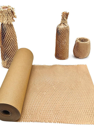 Honeycomb Packing Paper, 15 inch x 131' Packing Paper Substitute Alternative for Bubble Cushioning Wrap for Moving Shipping Packaging, Recyclable Moving Supplies Bubble Packing Wrap Protective Roll