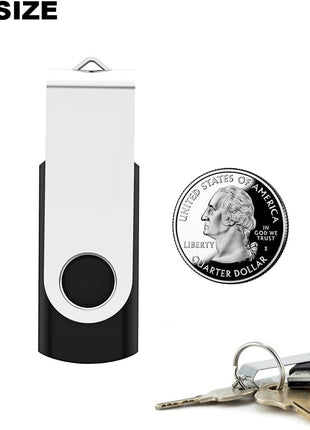 2 Pack 64GB USB Flash Drive USB 2.0 Thumb Drives Jump Drive Fold Storage Memory Stick Swivel Design - Black