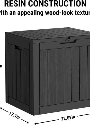 Mars Villa 31 Gallon Deck Box, Waterproof Weatherproof and UV Resistant Resin Storage Bin with Lockable Lid, for Outdoor Patio Furniture Cushions, Pool Supplies, Garden Tools, Black