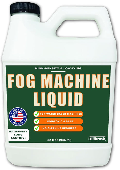 Fog Machine Liquid, 32 oz, High-Density, Long-Lasting, Water-Based Formula | Universal Ready-to-Use Fog Juice Solution for Spooky Halloween Parties, Haunted Houses, & Concerts - Made in USA
