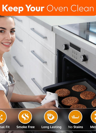Oven Liners for Bottom of Oven - Thick Heavy Duty 17" x 25" 2 Pack Non-Stick Reusable Mats - BPA & PFOA Free Protector for Electric, Gas, Microwave & BBQ Grill Liner - Easy Clean & Heat Resistant