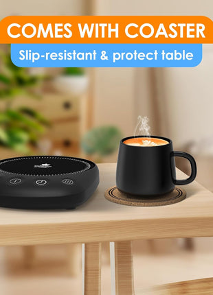 Coffee Mug Warmer - Fastest Heating & Highest Temperature, Coffee Cup Warmer for Desk Auto Shut Off, 4 Temp Settings & 1-12H Timer, Smart Electric Beverage Warmer for Coffee, Tea (Black)