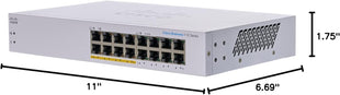 Cisco Business CBS110-16PP-D Unmanaged Switch | 16 Port GE | Partial PoE | Limited Lifetime Protection