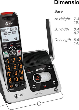 AT&T BL102-2 DECT 6.0 2-Handset Cordless Phone for Home with Answering Machine, Call Blocking, Caller ID Announcer, Audio Assist, Intercom, and Unsurpassed Range, Silver/Black