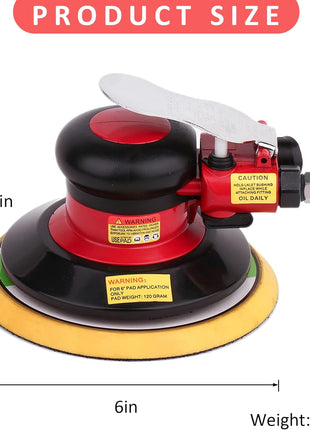 Professional Air Random Orbital Palm Sander, Dual Action Pneumatic Sander, Low Vibration, Heavy Duty ... (6 inch)