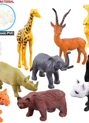54 Piece Animal Figures for Kids, Safari Jungle Animal Figurines | Realistic animal figures for sensory bins, school learning, jungle party favors, cupcake toppers, classroom rewards