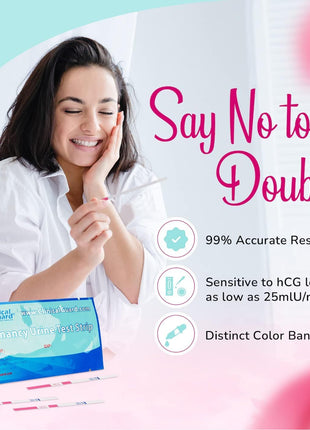 Clinical Guard 25 Pregnancy Tests Early Detection Strips - Sensitive & Accurate Measurement Within 5 mins -Pregnancy Test Strips for Women - HCG Test Strip Kit- Pruebas De Embarazo