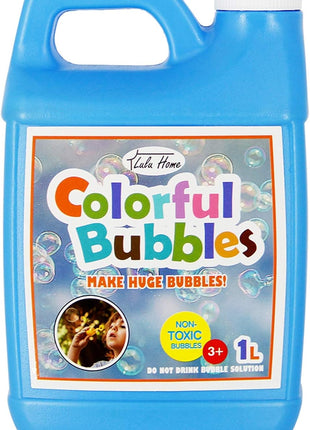 Lulu Home 33.8 OZ/1 L Concentrated Bubble Solution, Refill for Bubble Machines, Giant Wands, and Blowers - Up to 2.5 Gallons for Kids' Birthday Parties