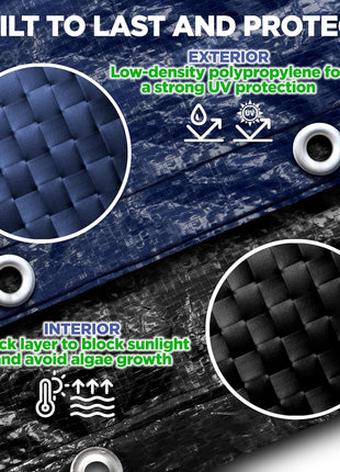 24 ft Round Pool Cover for Above Ground Pools, Above Ground Pool Cover, Swimming Pool Cover, Winter Pool Cover, Keeps Out Debris, Cold and UV Resistant, Supreme Mesh, Navy Blue