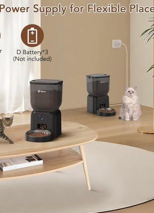 Automatic Dog & Cat Feeder,APP Controlled with Freshness Preservation, 4L Timed Cat Feeder with Timer Programmable, HD Camera for Voice and Video Recording (Black