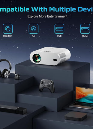 GooDee Smart Viedo Projector 4K with WiFi and Bluetooth, 1000ANSI Brightness Auto Keystone Focus Mini Movie Projector Portable for Home Theather Indoor/Outdoor