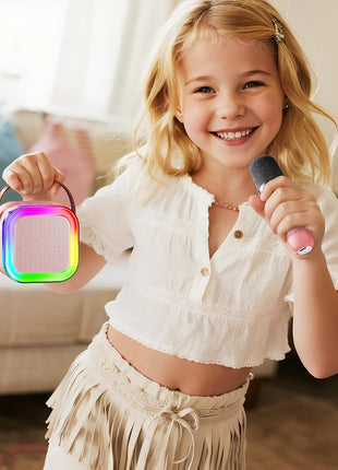 Kinglucky Mini Karaoke Machine for Kids, Top Birthday Gift Pick for Girls Ages 3, 4, 5, 6, 7, 8, 9, 10, 11, 12 Years Old, Kids' Personal Video Players Accessories with 2 Mics Singing Present Toy, Pink