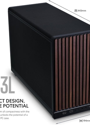 Lian Li A3-mATX-WD-26.3L Micro Form Factor Chassis-No Fans Included-Supports 360mm AIO-Modularity Design-for M-ATX, ITX Motherboard-DAN Cases Collaboration-Wood Front Panel-Black (A3X-WD)