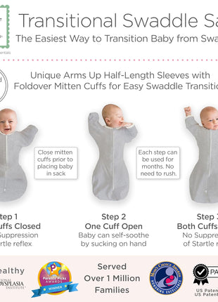 SwaddleDesigns Transitional Swaddle Sack, Arms Up Half Length Sleeves & Mitten Cuffs, Swaddle for Newborn Transition to Baby Sleep Sack Wearable Blanket, 0 3 month, 6 14 lb, Heavenly Floral Pink