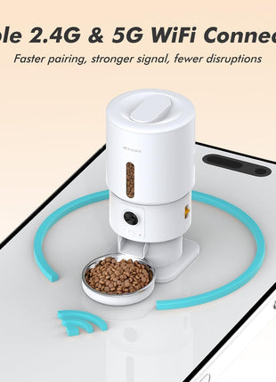 Automatic Cat Feeder with Camera - 5G WiFi Timed Cat Food Dispenser, 1080P HD Video with Night Vision, 1-15 Meals, 1-99 Portions, 2-Way Audio, Keeps Dry Food Fresh, 5L Auto Pet Feeder Also for Dogs