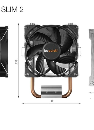 be quiet! Pure Rock Slim 2 130W TDP CPU Cooler | Intel1700 1200 1150 1151 1155 | AMD4 AMD5 | Silver | BK030