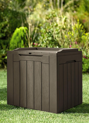 JUMMICO 31 Gallon Resin Deck Box Waterproof Indoor Outdoor Storage Boxes for Patio Furniture Cushions and Garden Tools (Brown)