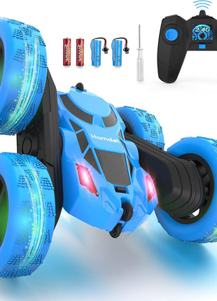 Hamdol Remote Control Car for Kids, 360° Rotating RC Stunt Car Double-Sided 4WD Electric Vehicle with LED Lights, 2.4GHz Rechargeable Toy Cars for Boys Girls Age 6 7 8 9 10 11 12, Birthday Gift