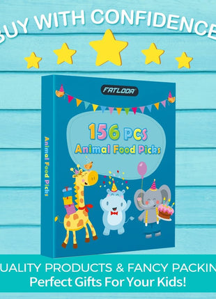 156PCS Animal Food Picks for Kids Bento Box Accessories, FATLODA Fun Kid Food Picks, Cute Fruit Toothpicks for Kids Lunch Accessories, Reusable Lunchbox Pick for Kid Toddler