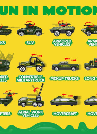 JOYIN 25 in 1 Military Kids Truck Toys for Age 3+, Toddler Boy Toys, Army Men Tanks Set with Soldier Men, Mini Battle Cars in Carrier Truck with Lights and Sounds, Gifts for Grandkids