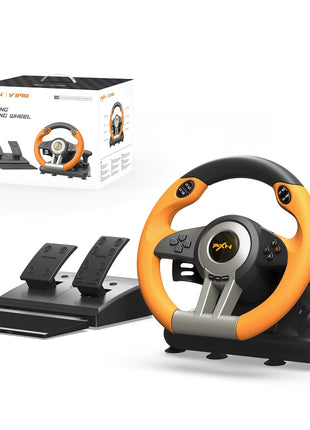 PXN V3 Pro Gaming Steering Wheel with Pedals | Dual Motor Vibration Feedback, Beginner Sim Racing Wheel for PC, PS4, Xbox Series S, Xbox Series X, Xbox One and Switch