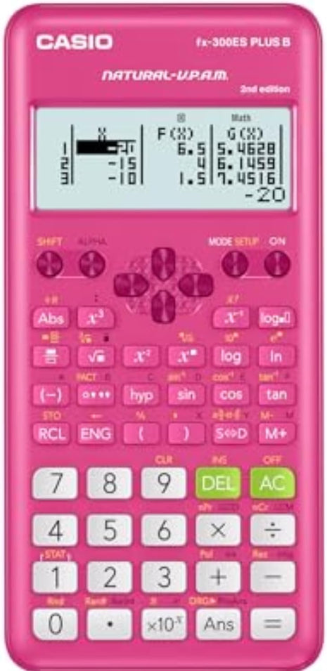 Casio fx-300ES Plus 2nd Edition Scientific Calculator, 262 Functions, Natural Textbook Display, Pink