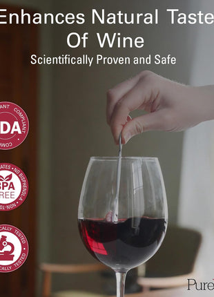 PureWine The Wand Wine Purifier, Removes Histamines & Sulfites-8 Pink Wands | Wine Wand Filters Before You Drink; Remove Sulfites & Histamines; Helps Wine Allergies & Headaches. Purifies 3 glasses/wand