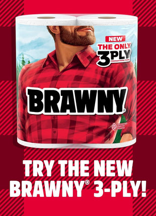 Brawny Tear-A-Square Paper Towels, 12 Double Rolls = 24 Regular Rolls, 3 Sheet Sizes (Quarter, Half, Full), Strength for All Messes, Cleanups, and Meal Prep