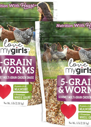 Love My Girls: Chicken Snacks - Pumpkin & Worms - 2lb Bag - Global Harvest, Gourmet Multi-Grain Treats, Corn-Free, Nutritious & Protein Rich Mealworms