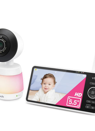 VTech Smart WiFi Baby Monitor – See Your Baby at Home or from Anywhere, 2K Camera, 5.5inch Screen, 24X Zoom, Wide Angle, Night Vision, Night Light, Free App | Smart HD Plus