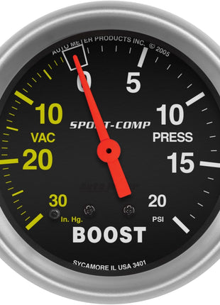 AUTO METER 3401 Sport-Comp Mechanical Boost/Vacuum Gauge