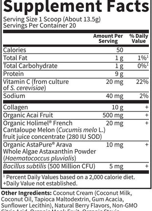 Garden of Life Grass Fed Collagen Powder, Blueberry Acai, 30 Servings | 10g Collagen Protein, Type 1 & 3, Plus Vitamin C