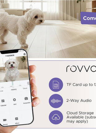 2K HD Pet Camera - 360° Smart Puppy Monitor with 5GHz & 2.4GHz Dual-Band WiFi, Smart Motion Tracking, 2-Way Audio, Night Vision, Indoor Camera for Dogs & Cats, Works with Phone App.