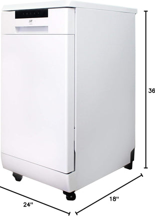 SPT SD-9263WA 18′′ Wide Portable Dishwasher with ENERGY STAR, 6 Wash Programs, 8 Place Settings and Stainless Steel Tub – White