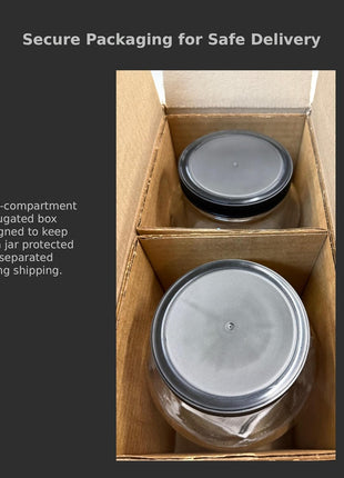 North Mountain Supply 1 Gallon Glass Jar, Black Plastic Lid | Wide Mouth, USDA Certified, BPA-Free, For Fermenting, Storing, Canning