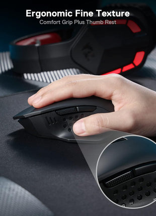 Redragon M656 Gainer Wireless Gaming Mouse, 4000 DPI 2.4Ghz Wireless Mouse w/ 5 DPI Levels, 7 Macro Buttons, Red LED Backlit & Pro Software/Drive Supported, for PC/Mac/Laptop
