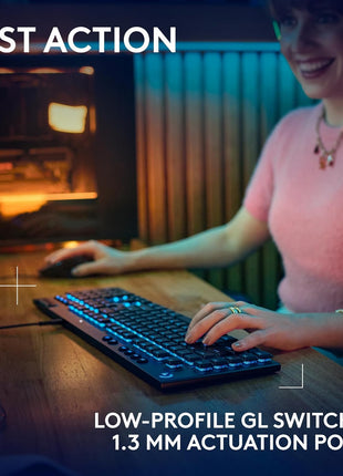Logitech G915 X Low-Profile Wired Mechanical Gaming Keyboard, Double-Shot PBT Keycaps, Fully Programmable Keys, RGB Lighting, Aluminum Finish, GL Brown Tactile Switches - PC/Mac - Black