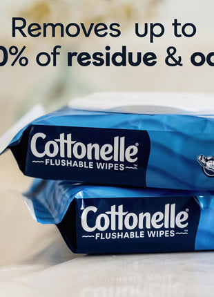 Cottonelle Fresh Feel Flushable Wet Wipes, Adult Wet Wipes, 8 Flip-Top Packs, 42 Wipes Per Pack (336 Total Wipes), Packaging May Vary