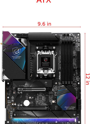 ASRock Phantom Gaming X870 Riptide WiFi 7 AMD Ryzen Socket AM5 ATX Motherboard DDR5 DIMMs 8000 MHz 256 GB USB4 M.2 SATA3 6.0 Gb/s