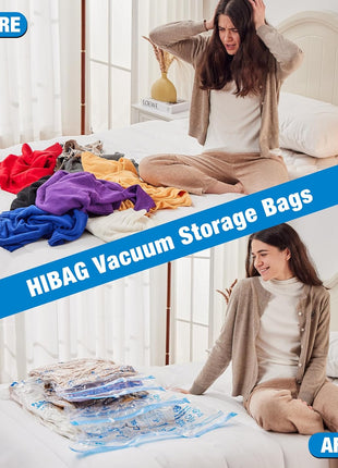 HIBAG Vacuum Storage Seal Bags, 10 Jumbo Space Saver Vacuum Sealer Bags for Clothes, Comforters, Blankets, Bedding (10J)