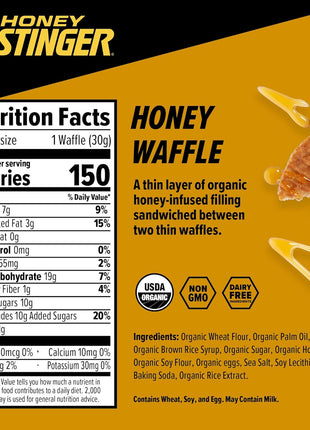 Honey Stinger Organic Honey Waffle, Energy Stroopwafel for Exercise, Endurance and Performance, Sports Nutrition for Home & Gym, Pre and Post Workout, 16.96 Ounces (Pack of 16)
