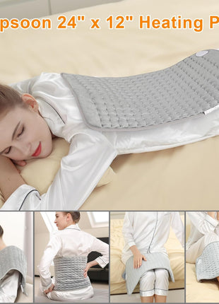 Heating Pad,Heated Blanket,Heating Pad for Back Neck,Grey,24x12 Inch | Electric Heating Pad,Dry/Moist Heat Heating Pads,Heating Pads for Shoulder,Abdomen,Heat Pad for Women Men,Birthday Gift