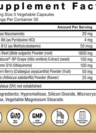 Force Factor Total Beets Ultimate Heart Health 1800mg Beet Root Capsules | Blood Pressure Support Supplement with CoQ10 for Nitric Oxide & Blood Flow with Grapeseed, Hawthorn Berry, 90 Capsules