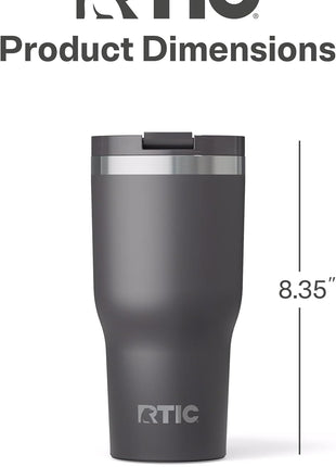 RTIC 30oz Essential Tumbler with Lid, Ceramic Lined, Graphite | Insulated, Stainless Steel Metal, Portable Travel Cup for Hot and Cold Drinks, Coffee, Car, Camping and Travel