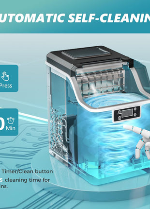 EUHOMY Ice Cube Maker Machine Countertop, 2 Ways to Add Water, 45Lbs/Day 24 Pcs Ready in 13 Mins, Self-Cleaning Portable Compact, with Ice Scoop & Basket, Perfect for Home/Kitchen/Office/Bar