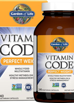 Garden of Life Vitamin Code Perfect Weight Multivitamin, 240 Capsules | Women and Men, Healthy Active Metabolism, Stress Management, Ashwagandha, Green Tea and Enzymes