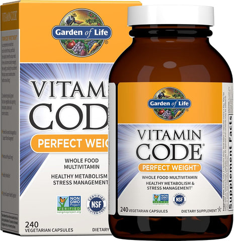 Garden of Life Vitamin Code Perfect Weight Multivitamin, 240 Capsules | Women and Men, Healthy Active Metabolism, Stress Management, Ashwagandha, Green Tea and Enzymes
