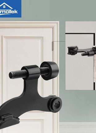 HOMOTEK 8 Pack Hinge Pin Black Door Stopper,Adjustable Deluxe Heavy Duty Door Stopper 2-1/2"x1-3/4",with Black Rubber Bumper Tips
